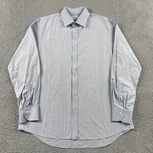 Ledbury Dress Shirt Mens 17.5 Gray Classic Long Sleeve 100% Supima Cotton